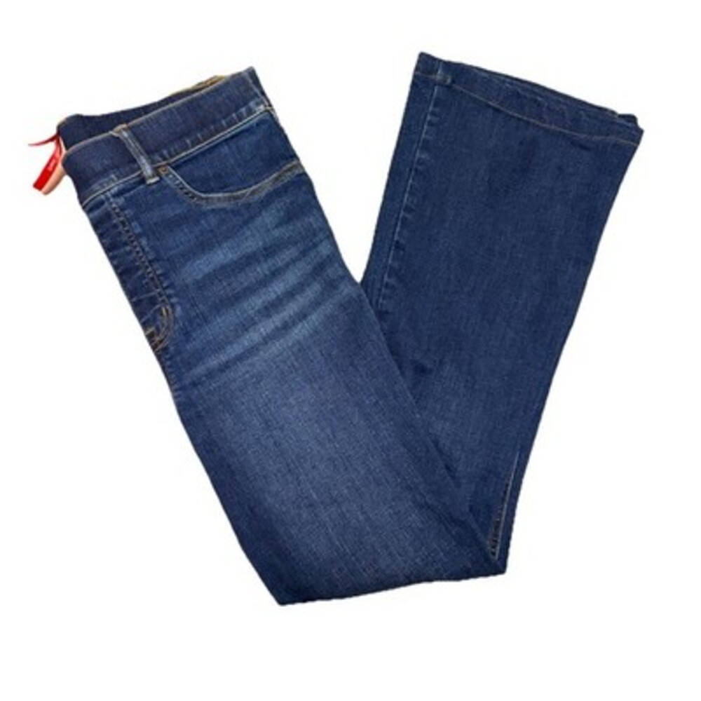 SPANX Flare Jeans Womens Medium Dark Wash Pull On Stretch Shaping Denim Bootcut